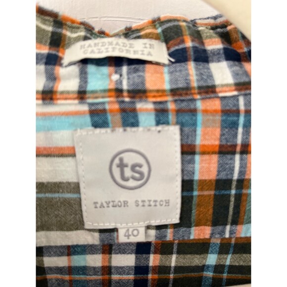 Men's Taylor Stitch Long Sleeve Multicolored Plaid Button Up Shirt Size 40 - Picture 3 of 3